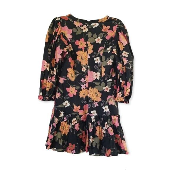Olivaceous Floral Linen Mini Dress with Ruffle size Medium - Picture 3 of 11
